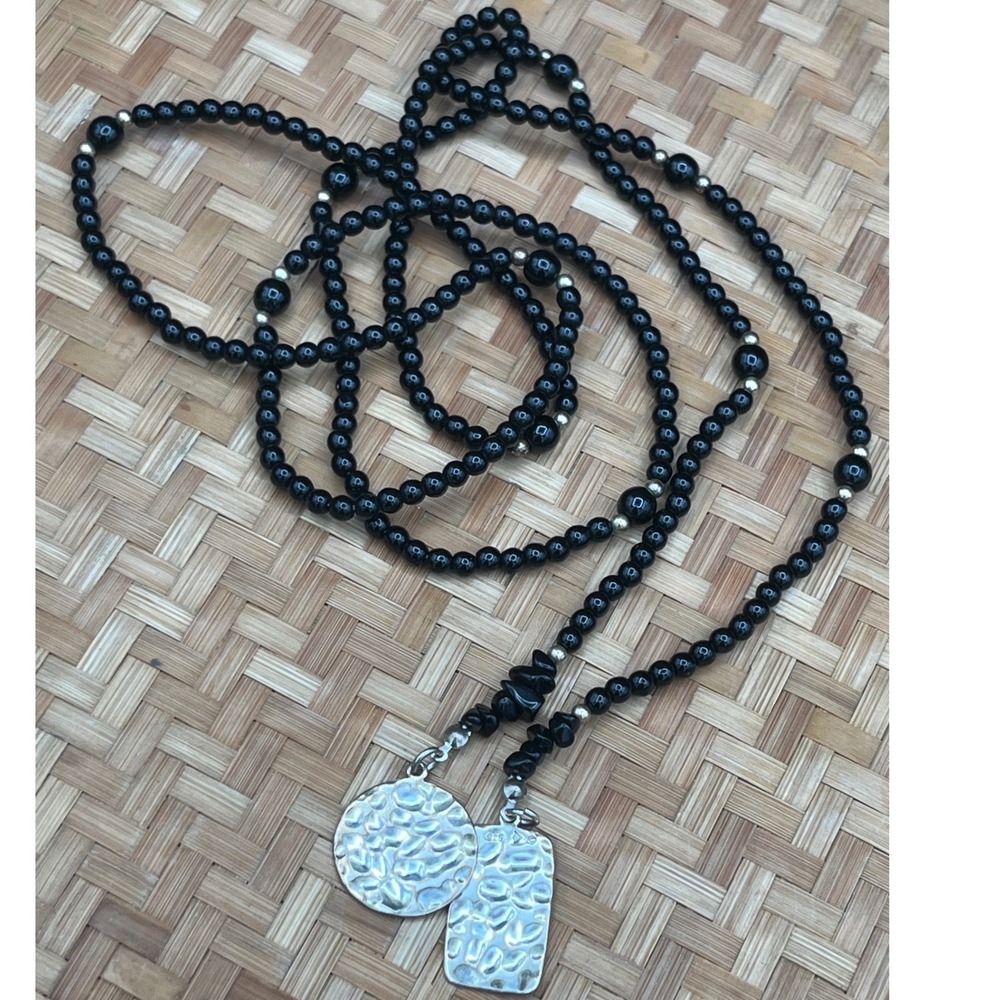 Silpada Black Onyx sterling silver Lariat Hammered silver - Picture 2 of 9